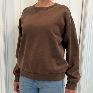 Aritzia TNA Cozy Fleece Perfect Crew Sweatshirt - Rick Mocha Brown